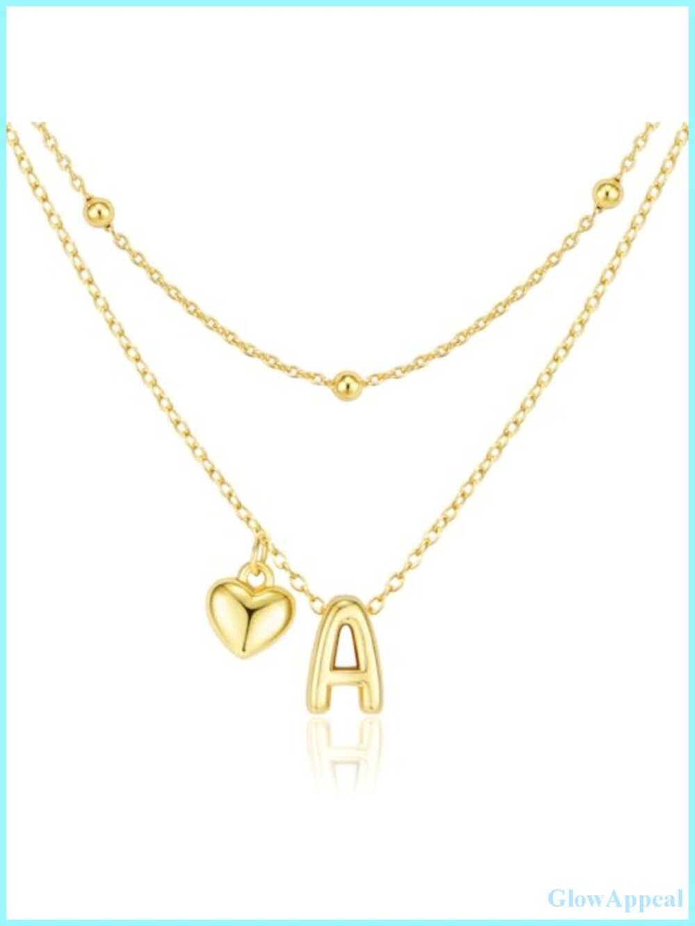 14K Gold Plated Heart Initial Necklace Layered Letter Pendant Stack Trendy Gift